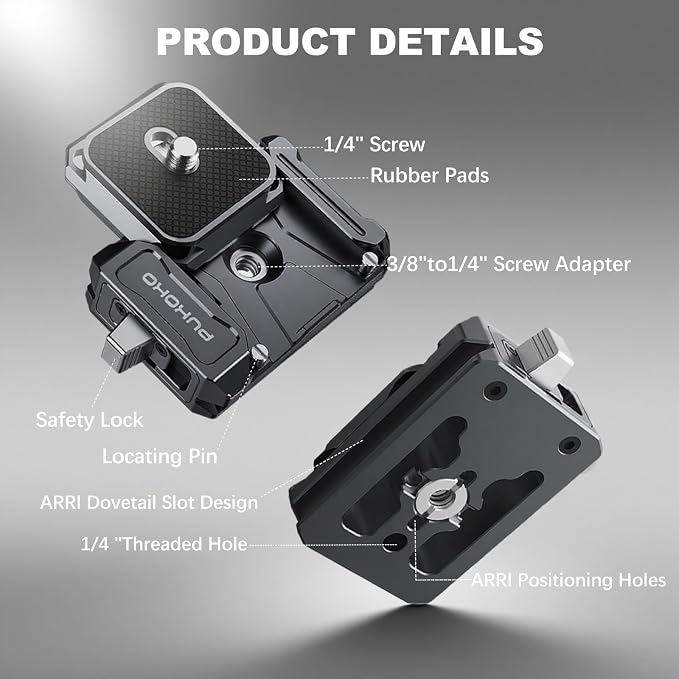 Camera Quick Release Plate Kit, w 1/4" to 3/8" Screw Thread, Quick Release - Image 4