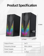 Computer Speakers with 6 Colorful RGB Lights, USB Powered 3.5mm Aux with Loud - Image 2