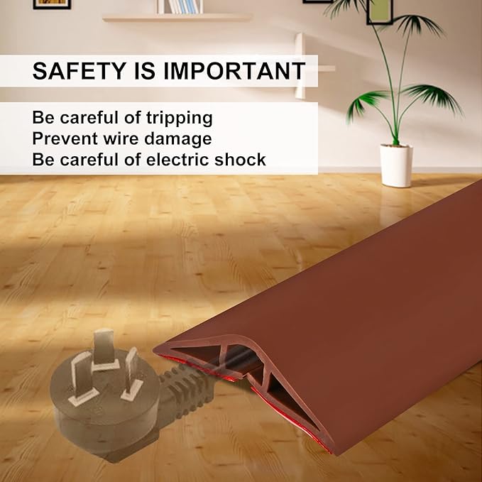 6.5Ft Floor Cord Cover Brown Silicone Cable Protector Easy to Install Wire - Image 6