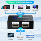 HDMI Splitter 1 in 2 Out 4K, 1x2 Powered HDMI Multi-Port Adapter - Image 4