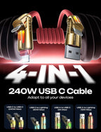 LISEN 240W Chubby USB C to USB C, 4 in 1 Charging Cable - Image 2