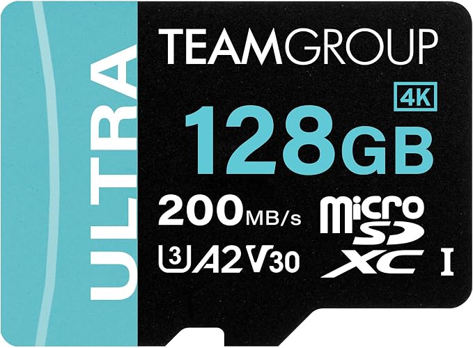 TEAMGROUP A2 Ultra Card 128GB Micro SDXC UHS-I U3 A2 V30, R/W up to 200/80 MB/s by TEAMGROUP