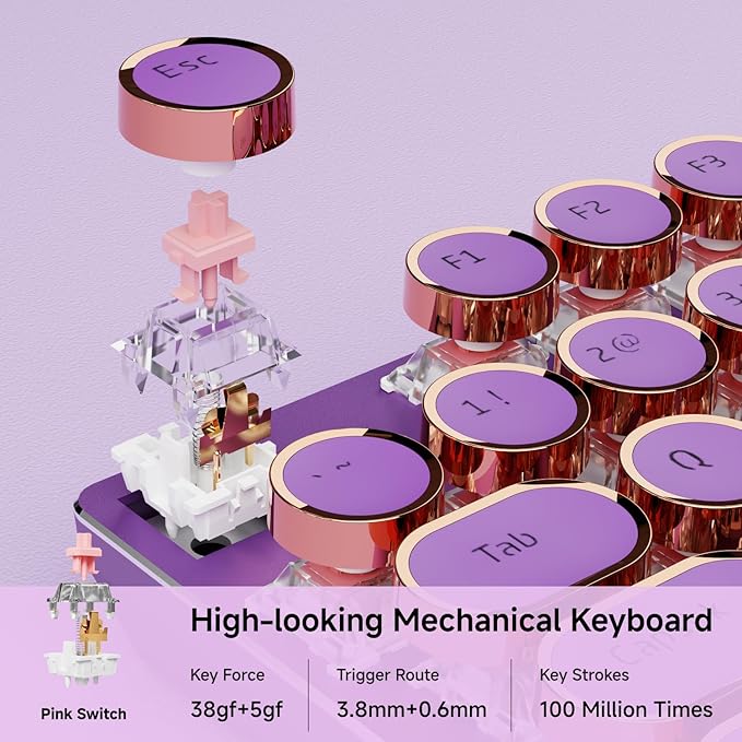 EWEADN Typewriter Style Mechanical Gaming Keyboard, Wired Mechanical Keyboards - Image 4