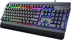 RisoPhy Gaming Keyboard, 104 Keys All-Metal Panel, Rainbow LED Backlit Silent by RisoPhy