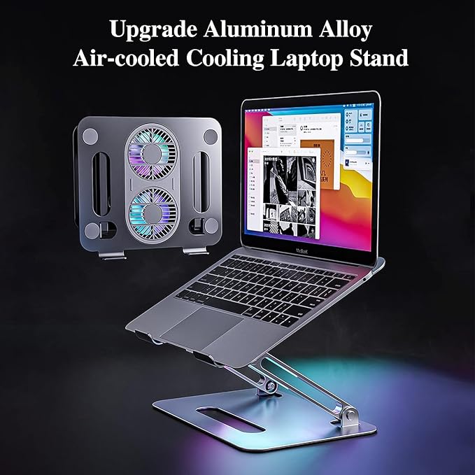 Adjustable Laptop Stand with Cooling Fan, Aluminium Alloy Multi-Angle Computer - Image 4
