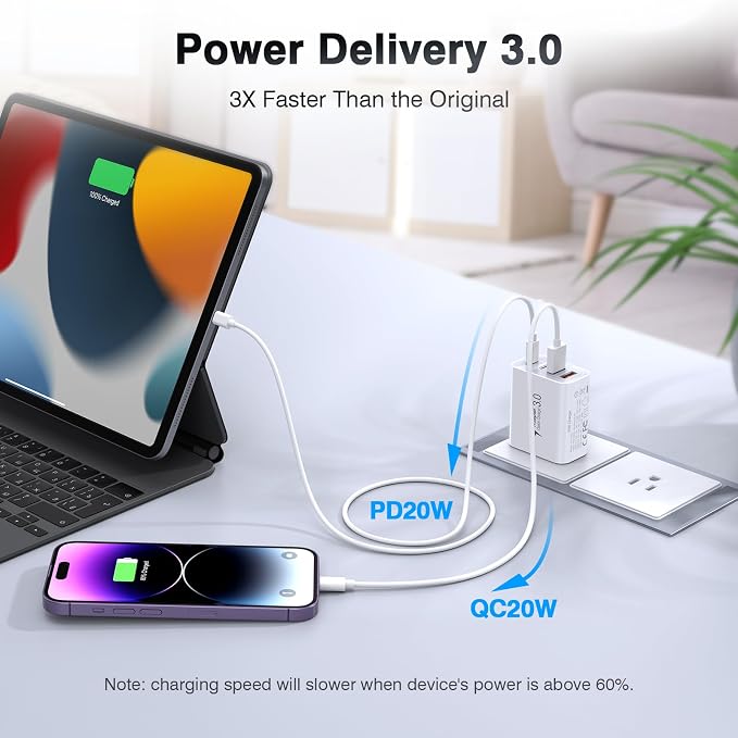 USB C Wall Charger, 40W Fast USB C Charger Block, 4-Port PD+QC Wall Plug Power - Image 2