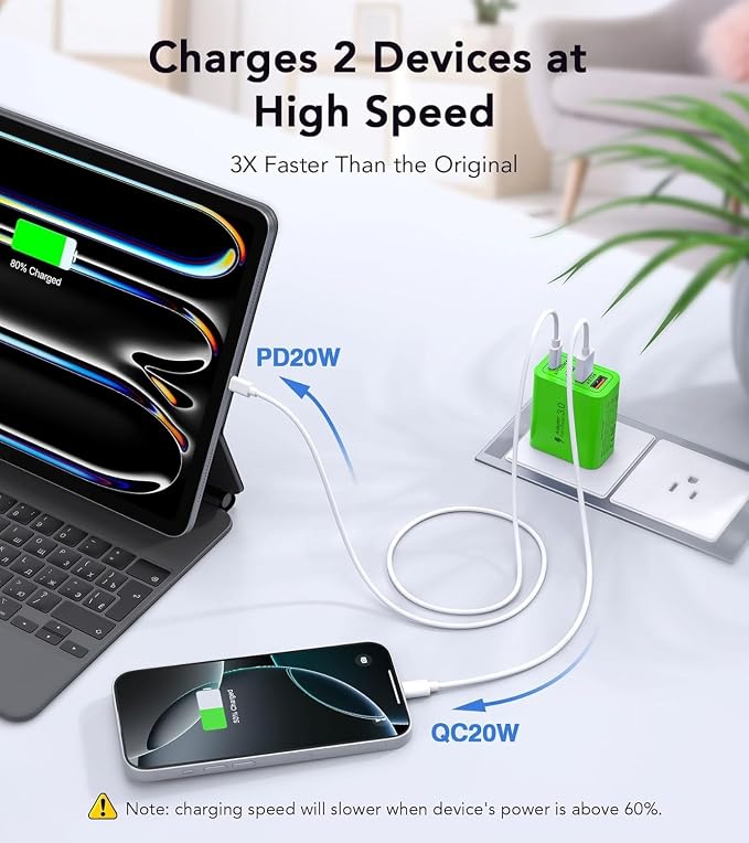 2 Pack USB C Charger, 40W Fast Charge Cube, 4-Port QC+PD Wall Plug, Galaxy S24 - Image 3