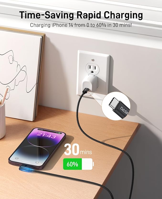 USB C to Lightning Cable for iPhone 2Pack 6FT Right Angle 90 Degree Charging - Image 2