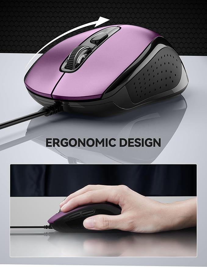 TECKNET USB Wired Mouse, 3600DPI Corded Computer Mouse - Image 4