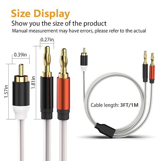 HOSONGIN RCA to Banana Plug Speaker Cable 3.3 Feet -2 Pack - Image 6