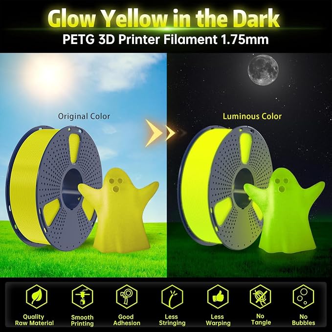 SUNLU PETG Glow in The Dark Filament, Luminous PETG 3D Printer Filament 1.75mm - Image 2