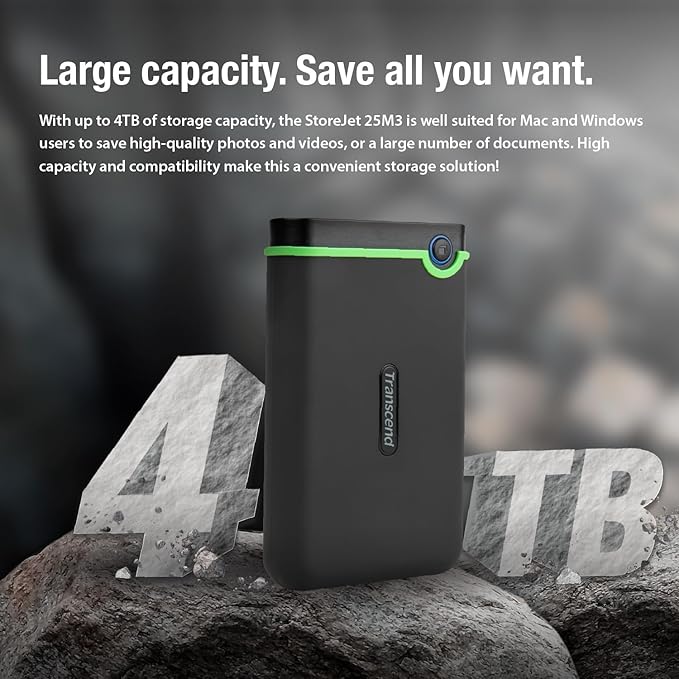 Transcend 2TB USB 3.1 Gen 1 StoreJet 25M3S SJ25M3S Rugged External Hard Drive - Image 8