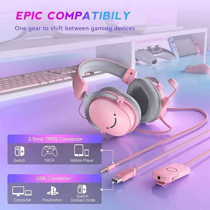 FIFINE USB Gaming Headset, PC Over-Ear Wired Streaming Headset - Image 2