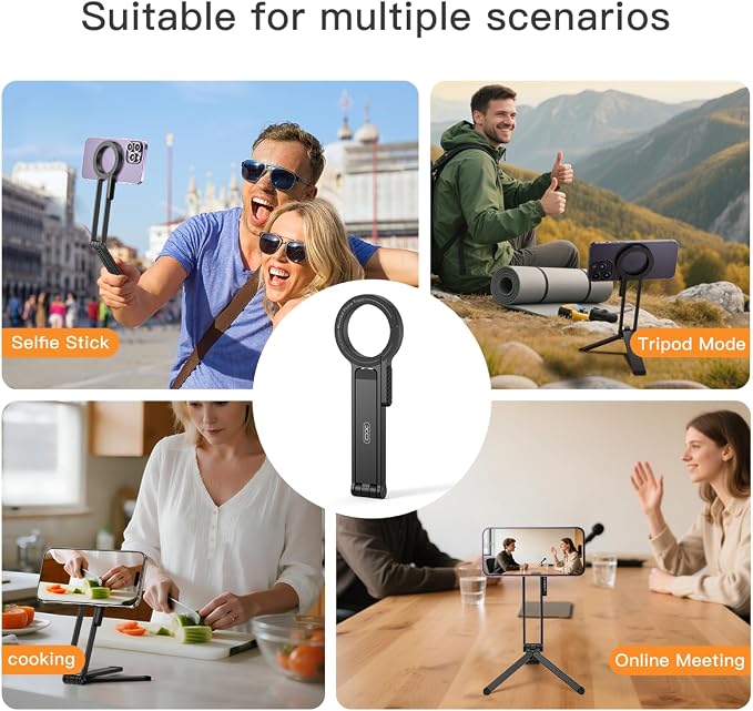 Magnetic Phone Tripod Stand for iPhone, Adjustable and Foldable Mini Pocket - Image 5