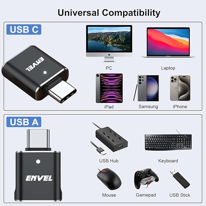 ENVEL USB to USB C Adapter, 2 Pack USB3 5Gbps High Speed Data Transfer - Image 6