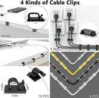 ELII 302PCS Cable Management Kit 4 Cable Sleeve, 45Cable Clips, 11Cable Holders - Image 4