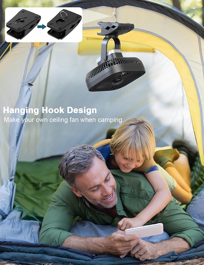 SLENPET 20000mAh Rechargeable Portable Clip on Fan, Last 78 hrs, 4 Speeds - Image 5