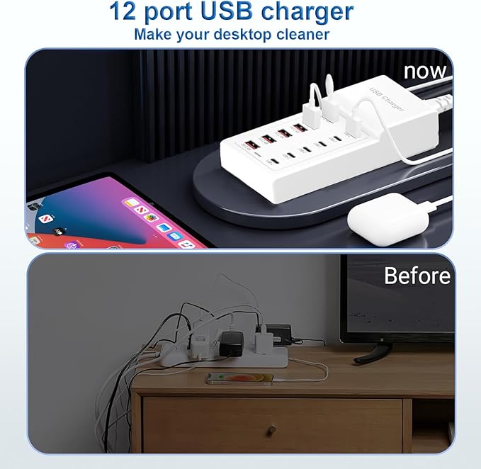 USB Charging Station 50w10A 12 Ports Multiple Charging Block, USB C Strip - Image 5