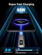 4 in 1 USB C Cable with Wattage Display, 65W Round Nylon Braided Multi Charging - Image 4