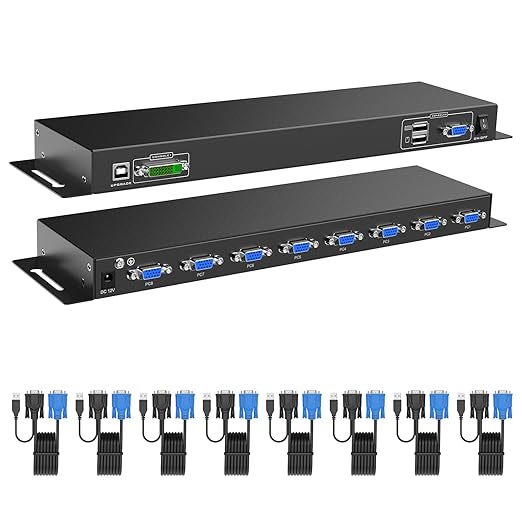 MT-VIKI 8 Port KVM Switch VGA +8 KVM Cables, Daisy Chain Component by MT-VIKI