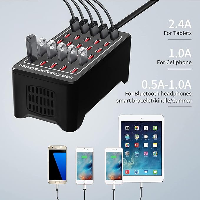 30 Port USB Charger, 150W/30A USB Smart Charger, 30-in-1 Desktop Charging hub - Image 3
