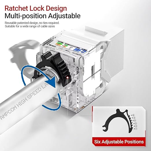 AMPCOM CAT6A UTP RJ45 Keystone Jack 50u Gold Plating Reusable Ethernet Wall Jack - Image 2