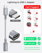 2 Pack Lightning to USB C Adapter, Lightning Female to USB C Male Cable Adapter - Image 3