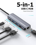 USB C Hub Ethernet HDMI Multiport Adapter - Image 2