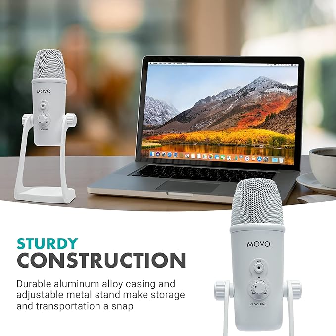 Movo UM700W White Desktop USB Microphone - Image 6