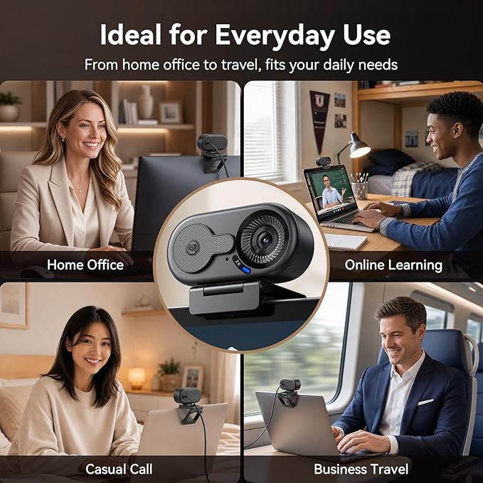 EMEET C100 2K Webcam for PC, Built-in Mic, Rotating Privacy Cover, Portable - Image 6