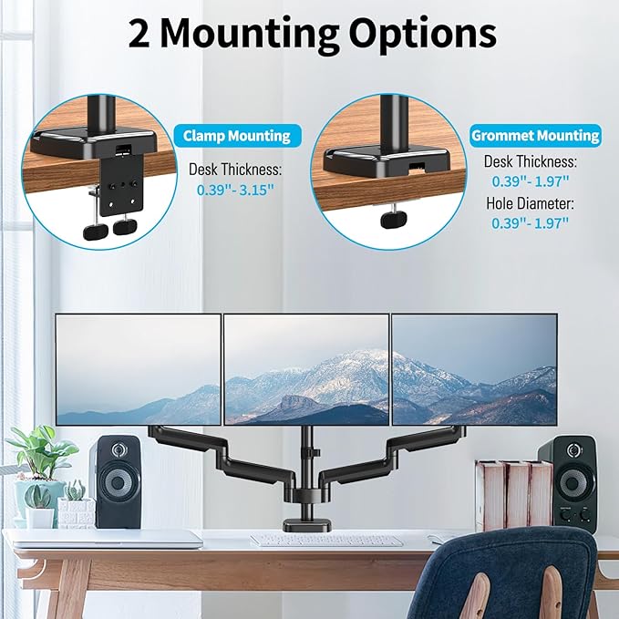 MOUNTUP Triple Monitor Mount for 17-32 inch Screens, Full Motion Triple Monitor - Image 5