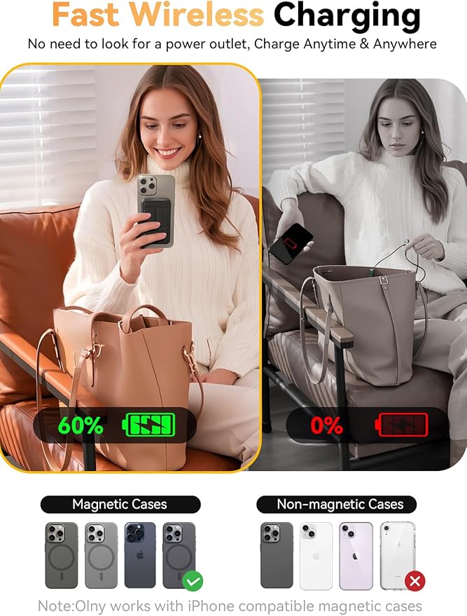 Magnetic Portable Charger, 10000mAh Wireless Power Bank - Image 3