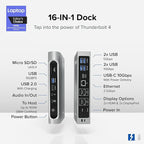 Plugable 16-in-1 Thunderbolt 4 Dock – Dual 4K Monitors - Image 2