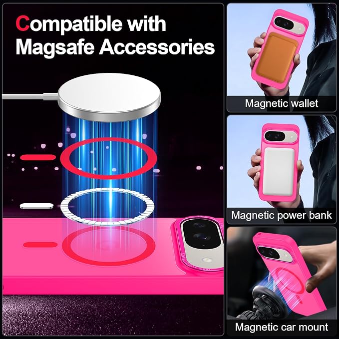 Magnetic for Google Pixel 9/Pixel 9 Pro Case, Shockproof Slim Translucent Matte - Image 2