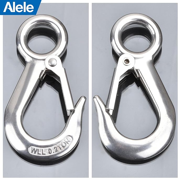 Alele 4Pack 0.5T Crane Scale Grab Hooks, Slip Hooks, Stainless Steel Lifting - Image 4