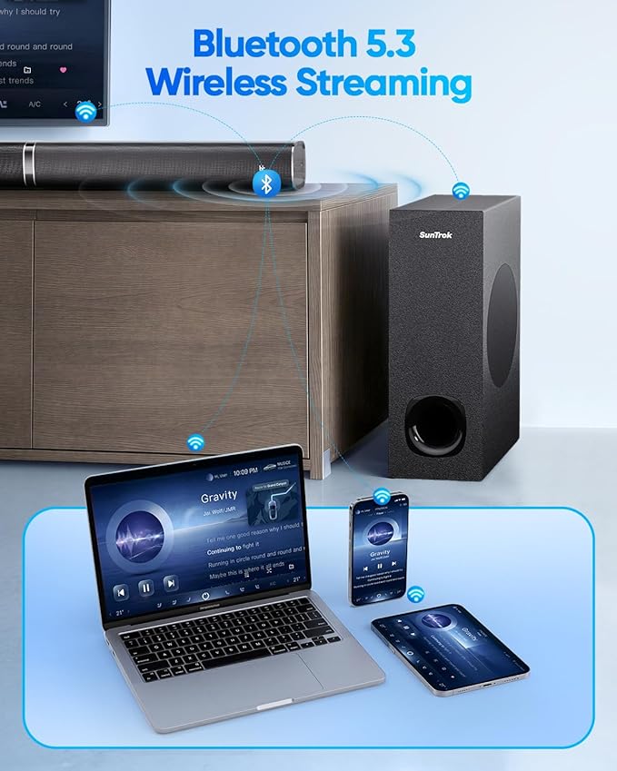 Soundbar with Subwoofer for TV, Home Theater Bluetooth 5.3 Speaker System with - Image 7