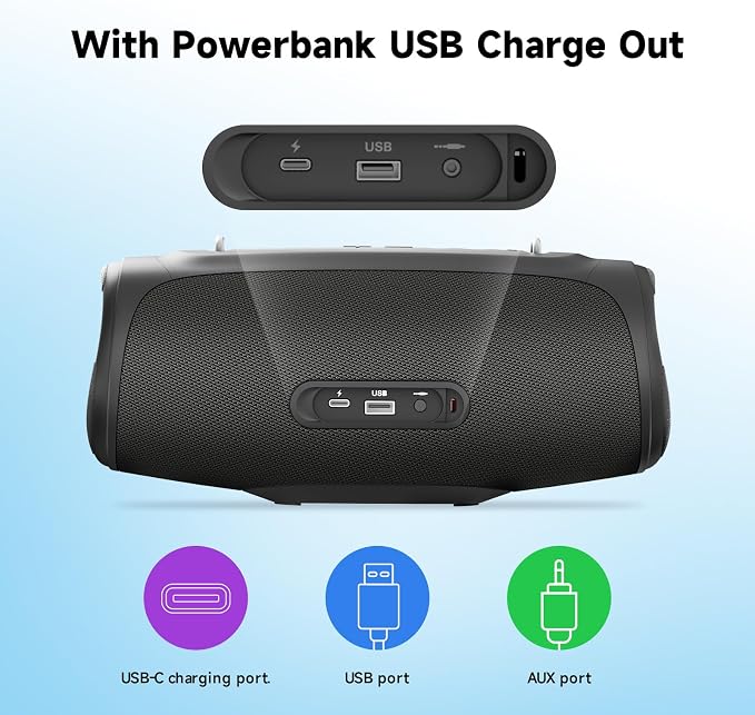Portable Loud Bluetooth Speaker, 60W Large Subwoofer Wireless Bluetooth 5.3 - Image 8
