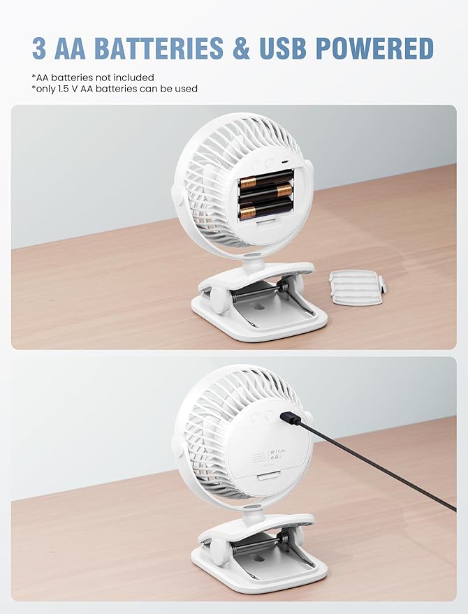 Shinebella AA Battery Powered Clip on Fan - Image 2