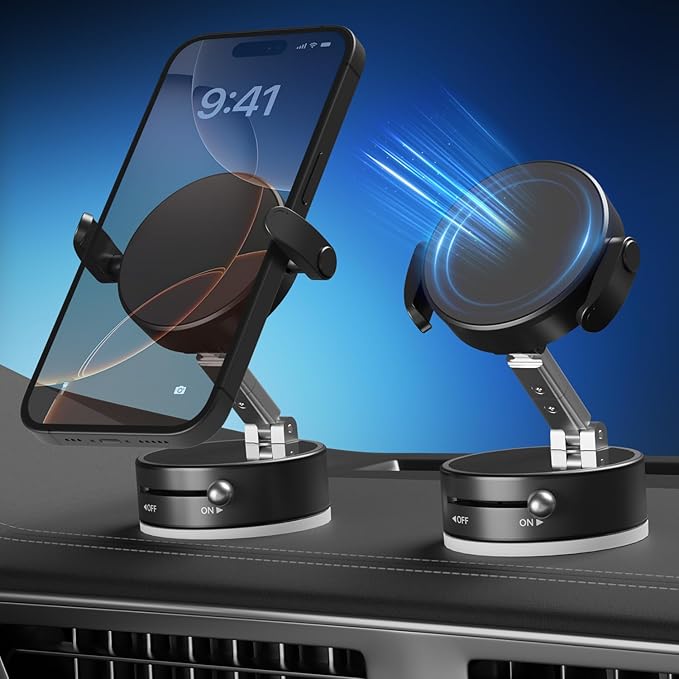 Upgraded 360° Adjustable Vacuum Magnetic Phone Holder, Vacuum Suction Magnetic by TREEFIA
