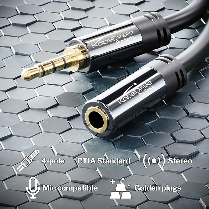 KabelDirekt – Headset Extension Cable – 20ft – Headphone Extension Cord - Image 2