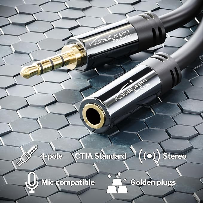 KabelDirekt – Headset Extension Cable – 3ft – Headphone Extension Cord - Image 2