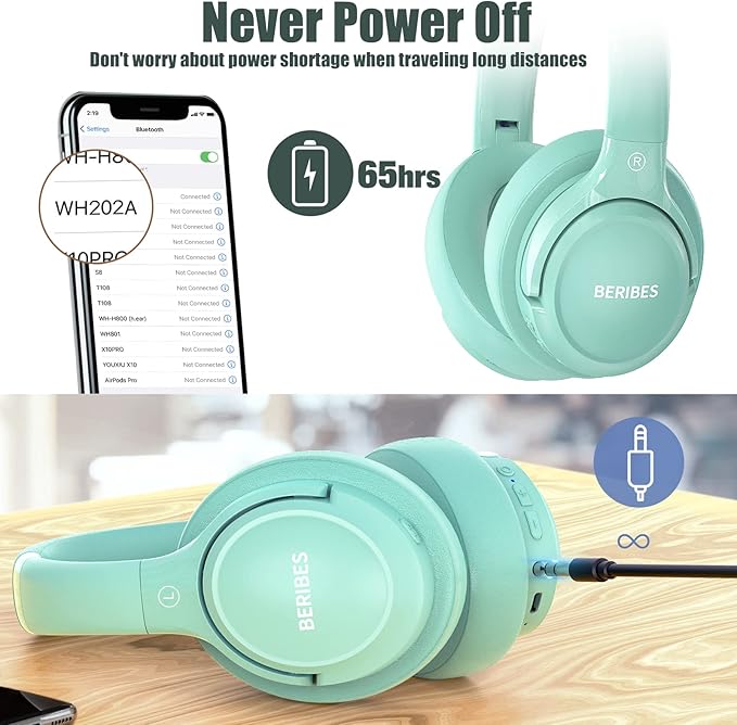 BERIBES Bluetooth Headphones Over Ear, 65H Playtime and 6 EQ Music Modes - Image 7
