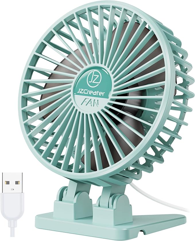 JZCreater USB Desk Fan, Mini Fan Portable, 3 Speeds Desktop Table Cooling Fan by JZCreater