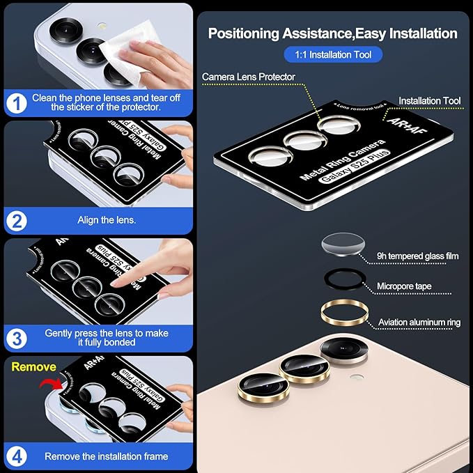 for Samsung Galaxy S25 Plus Camera Lens Protector, Individual Metal Ring - Image 6