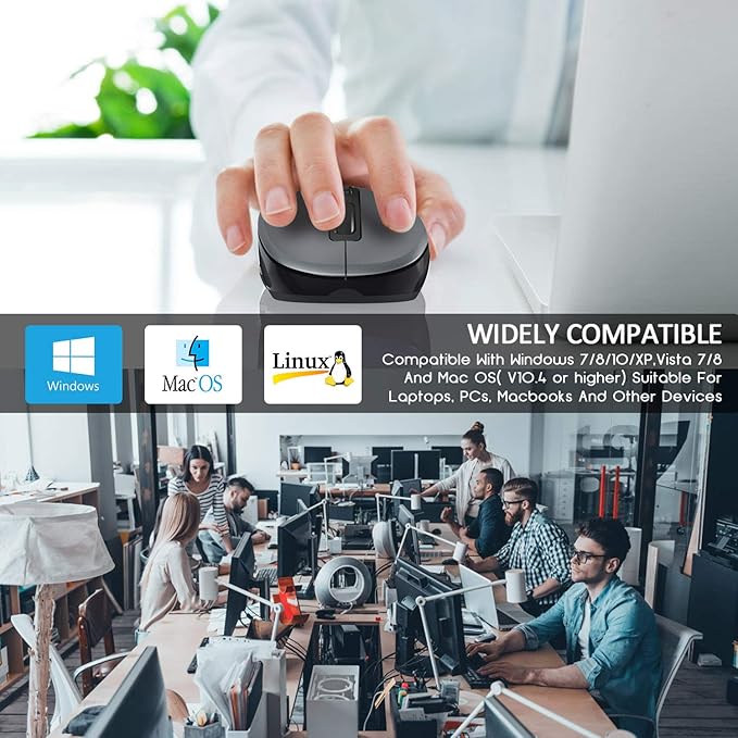 WisFox 2.4G Wireless Mouse for Laptop, Ergonomic Computer Mouse - Image 7