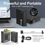 HUNDA 200W USB C Charger GaN Charging Station 6 Ports Fast PD 100W Type C - Image 6