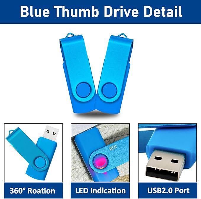 USB Drive 16GB USB 2.0 Flash Drive 10 Pack Nicepicten Pendrive Swivel Thumb Zip - Image 5