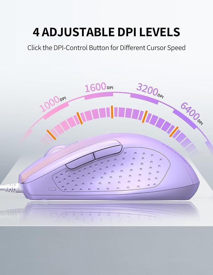 TECKNET Wired Mouse, 6-Button Corded - Image 2