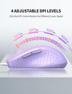 TECKNET Wired Mouse, 6-Button Corded - Image 2