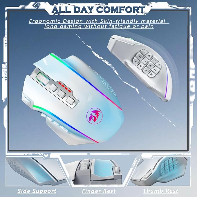 Redragon Wireless Gaming Mouse, MMO Gaming Mouse UP 16, 000 DPI, 16 Macro - Image 7